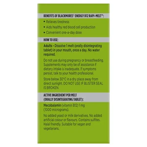 (PRE ORDER) Blackmores Energy B12 1000mcg Rapi-Melt 90 Tablets shelf life 2yrs